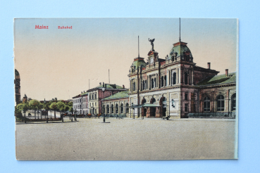 Postcard PC Mainz 1910-1925 railway station Town architecture Rheinland Pfalz